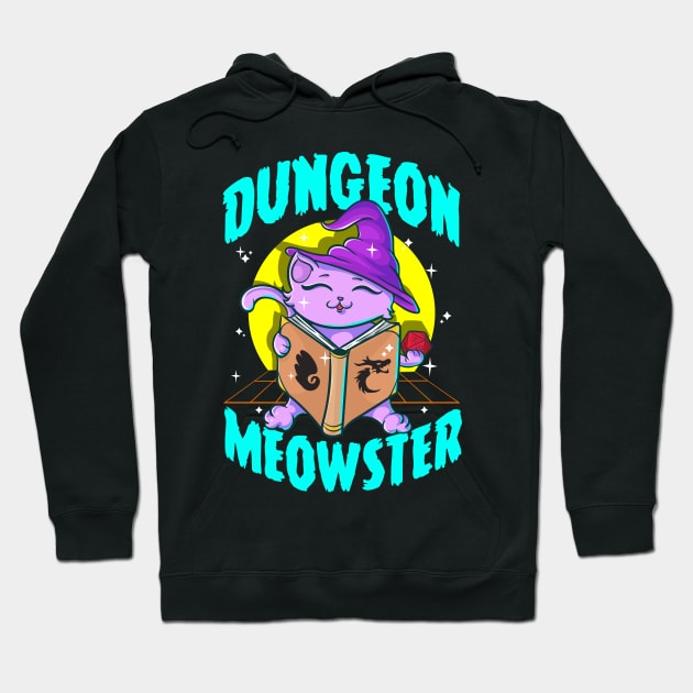 Cute & Funny Dungeon Meowster Gamer Cat Pun Hoodie by theperfectpresents